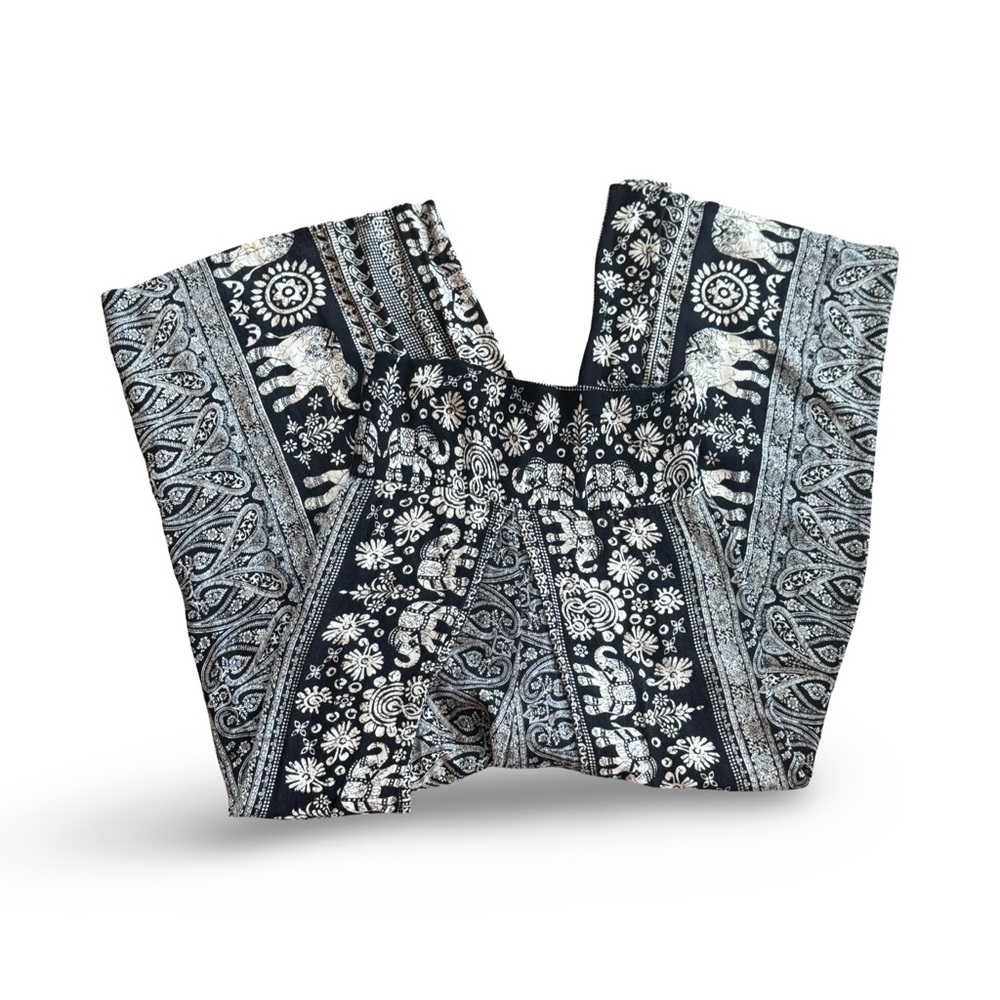 Elegant Black and White Patterned Women's Pants